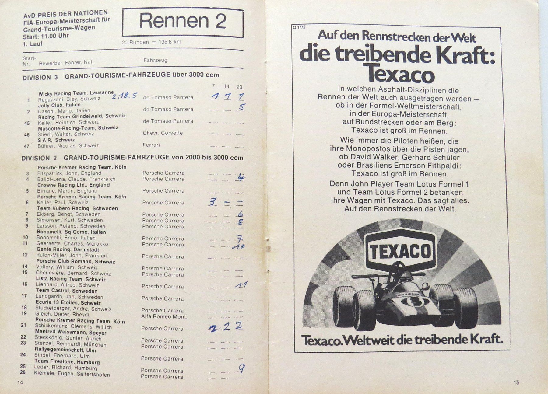 Documenti: Original Programm Preis der Schweiz in Hockenheim von 1973 – Usato da Ettingen venduto da campione_1 1
