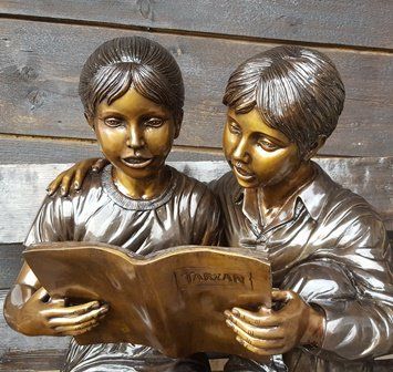 Skulpturen & Statuen: Bronzeskulptur '2 Kids on Bench' – Gebraucht aus Stäfa von Satinoir 1