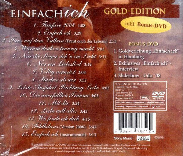 CD: Jürgens Udo: Einfach ich: Goldedition CD/DVD – Nuovo e nell'imballaggio originale da Steinhausen venduto da Vilivinili 1