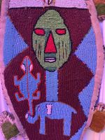 Afrikanische Maske Kunst Krokodil Rocaille-Perlen 60er VTG