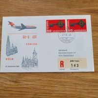 Luftpost Swssair Vaduz Köln Zürich 1968