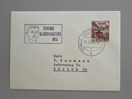 1955 Zürcher Knabenschiessen Nr.242z auf kleinem Brief