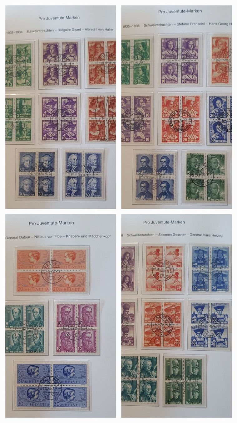 Alle Briefmarken: Pro Juventute 4er Block Sammlung 1913 - 2009 – Gebraucht aus Kreuzlingen von Rschweiz1 6
