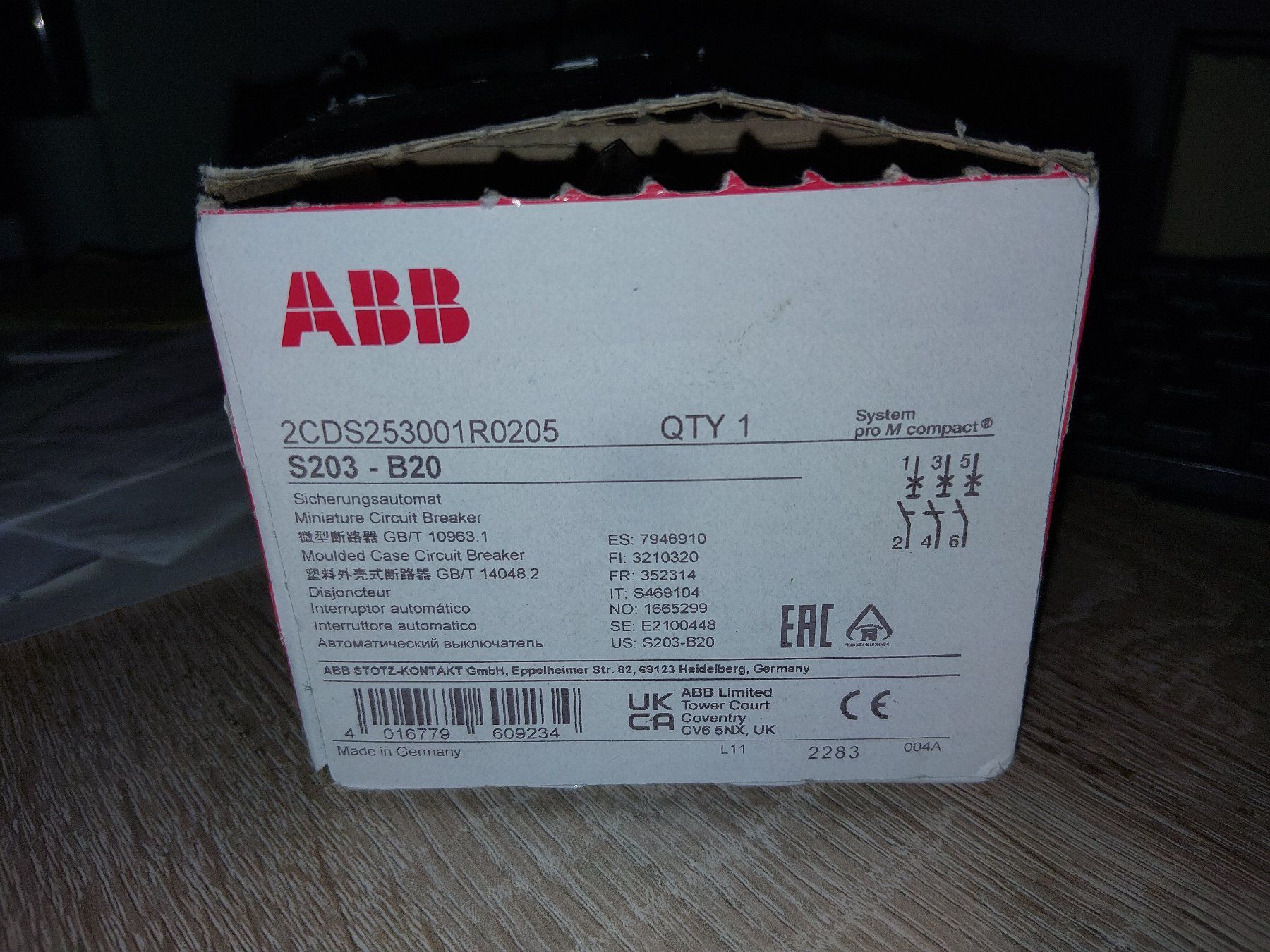 Schalter: ABB Leitungsschutzschalter 20A 3 Pol Kl. B – Gebraucht aus Wintersingen von MF-Lingus