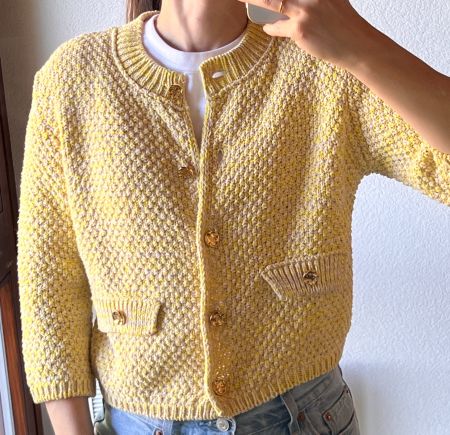 Cardigan Zara taille S beige/jaune en coton comme neuf