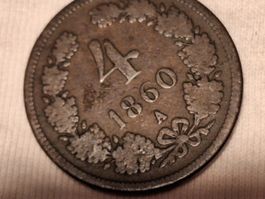 antike Münze ,4 Kreuzer 1860 ,Öterreichische Scheidemünze