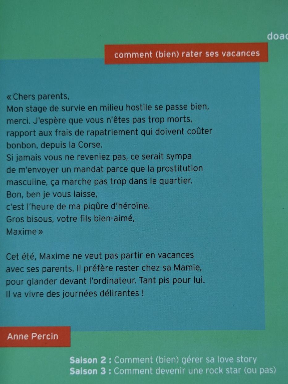 Livres: comment bien rater ses vacances - Anne Percin – D'occasion à Sierre par chia17 1