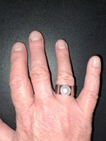 Edelstahlring mit echter Perle, Grösse 57
