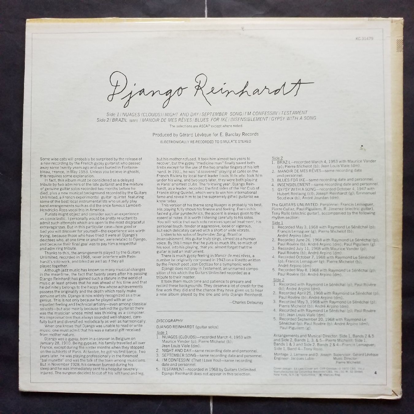 Dischi in vinile: DJANGO REINHARDT,  swing lightly - 1972 US  +++++ – Usato da Yverdon-les-Bains venduto da Jacotreut 1