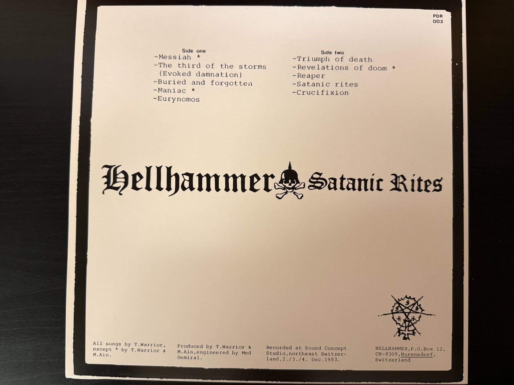 Schallplatten: Hellhammer – Satanic Rites [LP EU] – Gebraucht aus Tamins von Dark-Skull-Vinyl 1
