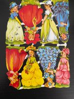 Oblaten Glanzbilder 8 Blumenkinder  Poesiebilder Decoupage