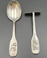 Löffel und Schieber (Kinderbesteck) 90er Silber 1,5 LW
