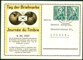 1937_1. Ausstellungskarte TdB vom 5.XII.1937; SBK J81 (Paar)