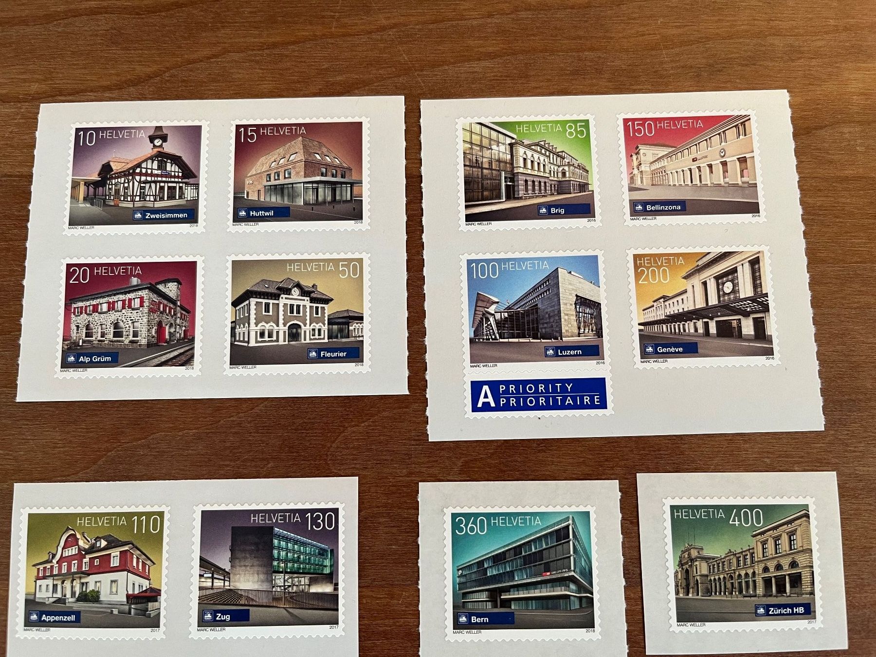 Tutti i francobolli: Dauermarken Bahnhöfe 2016 - 2020 ** kpl – Nuovo (secondo la descrizione) da Zürich venduto da Wubayrot 2