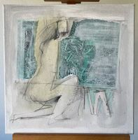Giovanni Huber Original Gemälde mit Collage 2008 Bank Banca