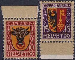 1918, J10+J11 * postfrischer Satz, Kat: 80.-+ mit Bogenrand