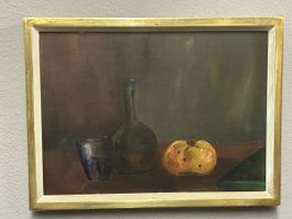 Schönes Stillleben – Öl auf Platte – Vintage