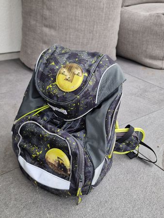 Ergobag Schülerthek grau gelb mit Regenschutz gebraucht