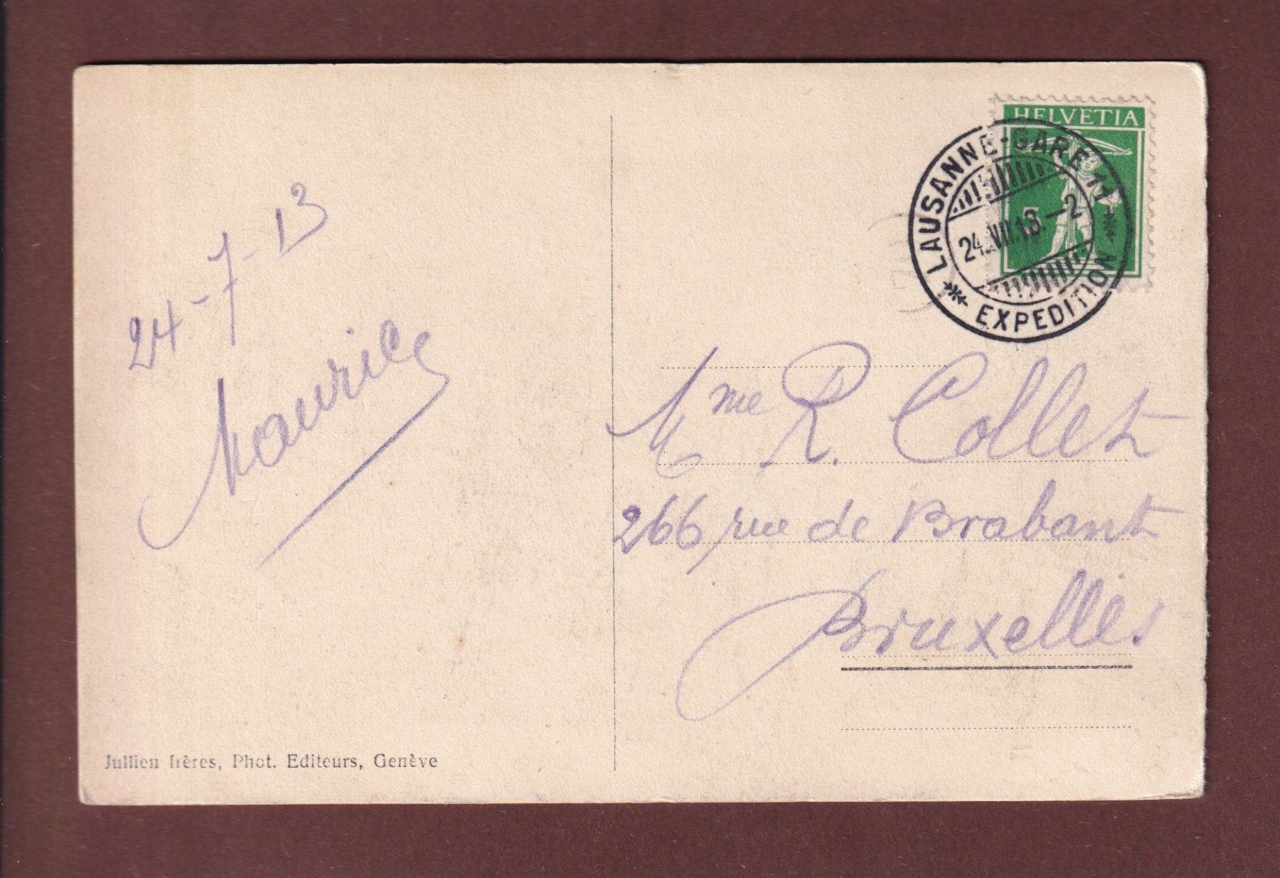 Cartoline postali: LAUSANNE - Vue prise de Beaulieu - 1918 – Usato da Pully venduto da nicecards 1