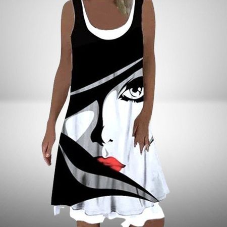 💋 Gemütliches Damenkleid mit abstraktem Gesichtsmuster 💄💫