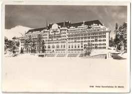 Foto-AK Albert STEINER: Hotel Suvrettahaus ST.MORITZ 1937