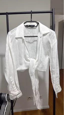 Zara Leinenbluse weiss zum Binden