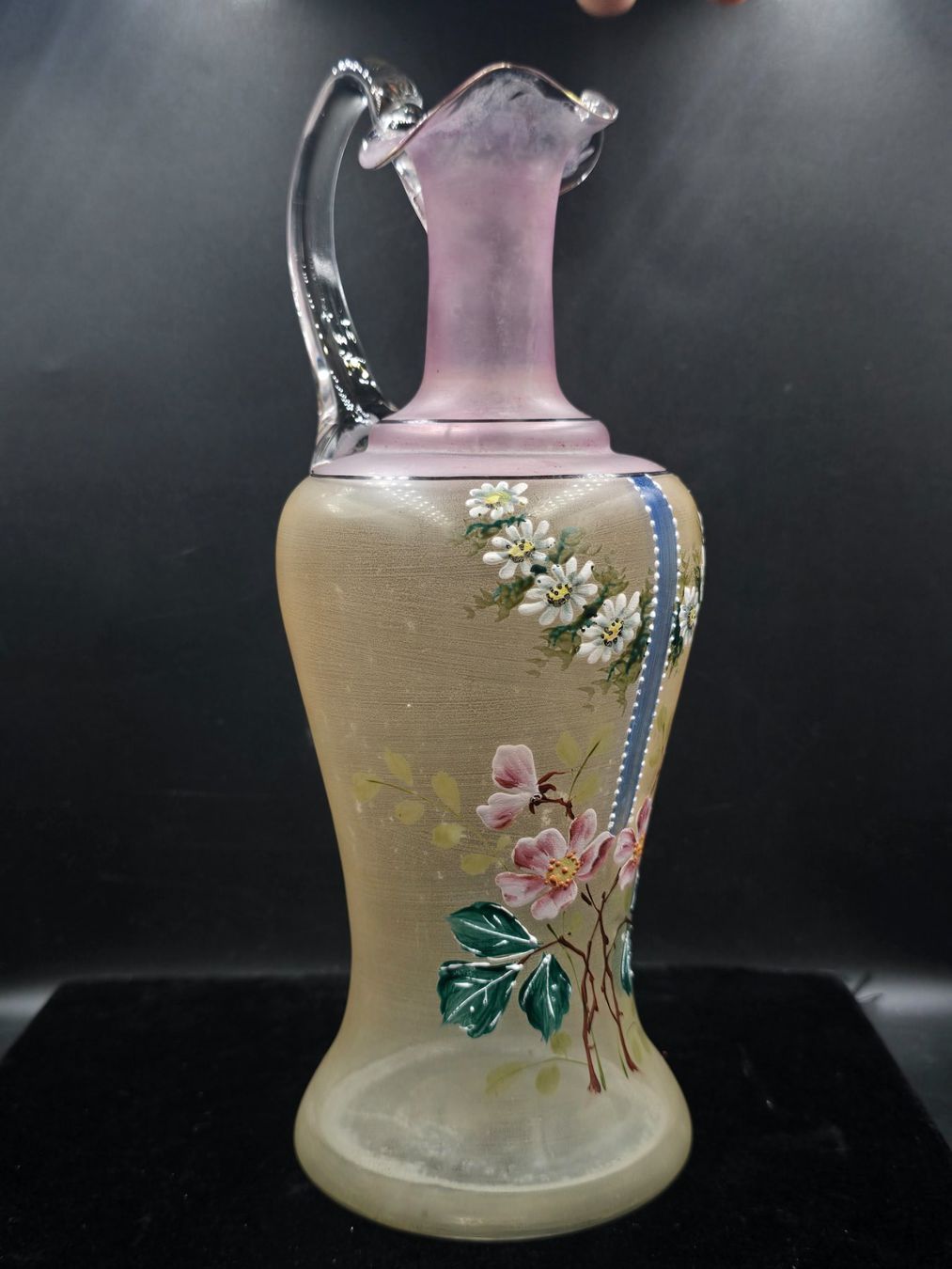 Caraffe: Karaffe aus satiniertem Glas mit Emaille Bemalung – Usato da Rorschacherberg venduto da snOOpydOg11 3