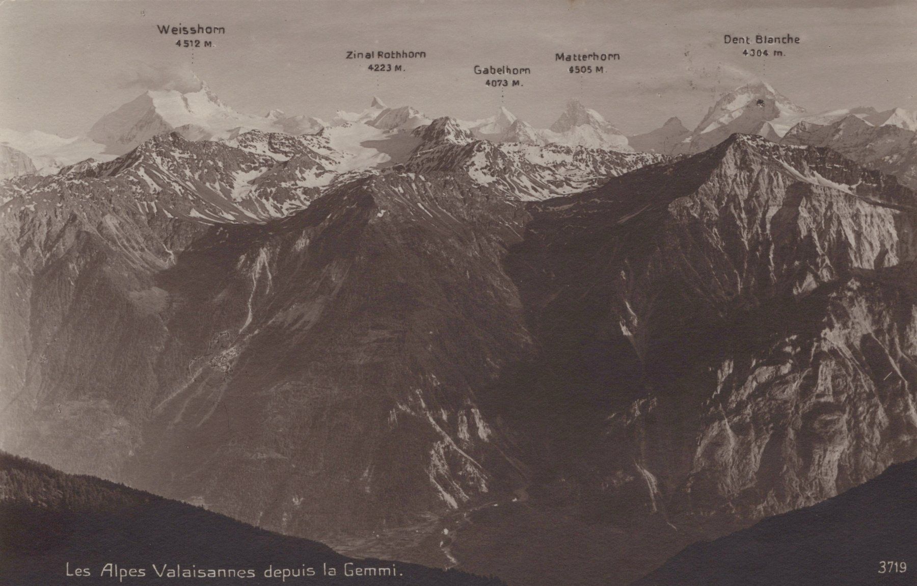 Cartoline postali: 0121 - Postkarte / Ansichtskarte - Alpes Valaisannes Gemmi – Usato da Reinach BL venduto da Boston-Verkauf