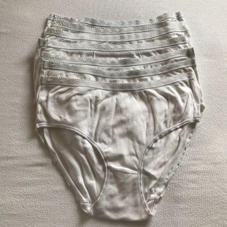 Damen Slips, Baumwolle, Weiss, Gr. M/L, 7er Pack
