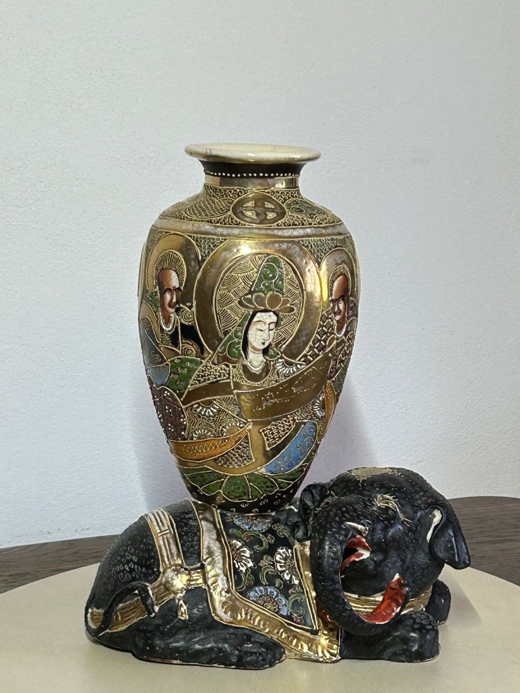 Vasi & Recipienti: Antike Satsuma Vase mit Elefant, handbemalt – Usato da Rocourt venduto da Vijay02