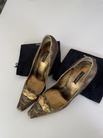 Dolce & Gabbana Brown/Gold Fabric Toe Pumps (taille-40)