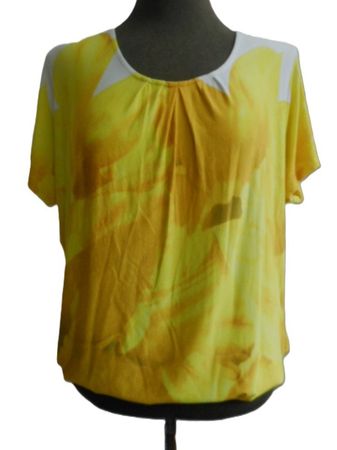 ca. Gr. 42 BLICKFANG Shirt gelbe Blumen Viskose Elasthan