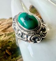 Antiker Jugendstil-Ring 800 Silber mit Türkis-Cabochon Gr.56
