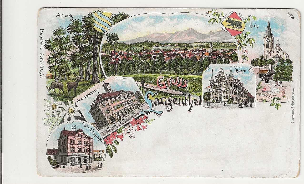 Ansichtskarten: Langenthal, Litho, ca 1905 – Gebraucht aus Spiez von Niesen20
