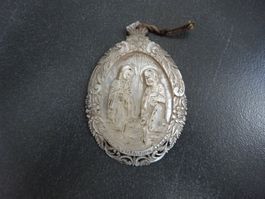 Anktike Perlmutt Krippe / Schnitzerei 18Jh.