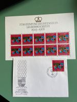 Fürstentum Liechtenstein. Markenblock und Brief