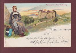 AARGAU - Aargauerin auf der HABSBURG - 1900 // Eckbug //
