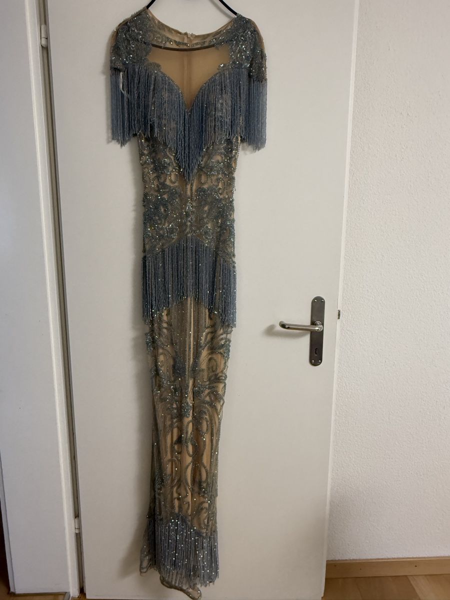 Robes: Abendkleid Champagner/Blau mit Fransen  – D'occasion à Bülach par Siar1