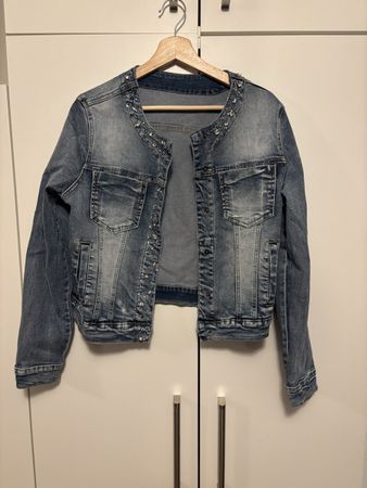 Damen Jeansjacke blau mit Strasssteinen