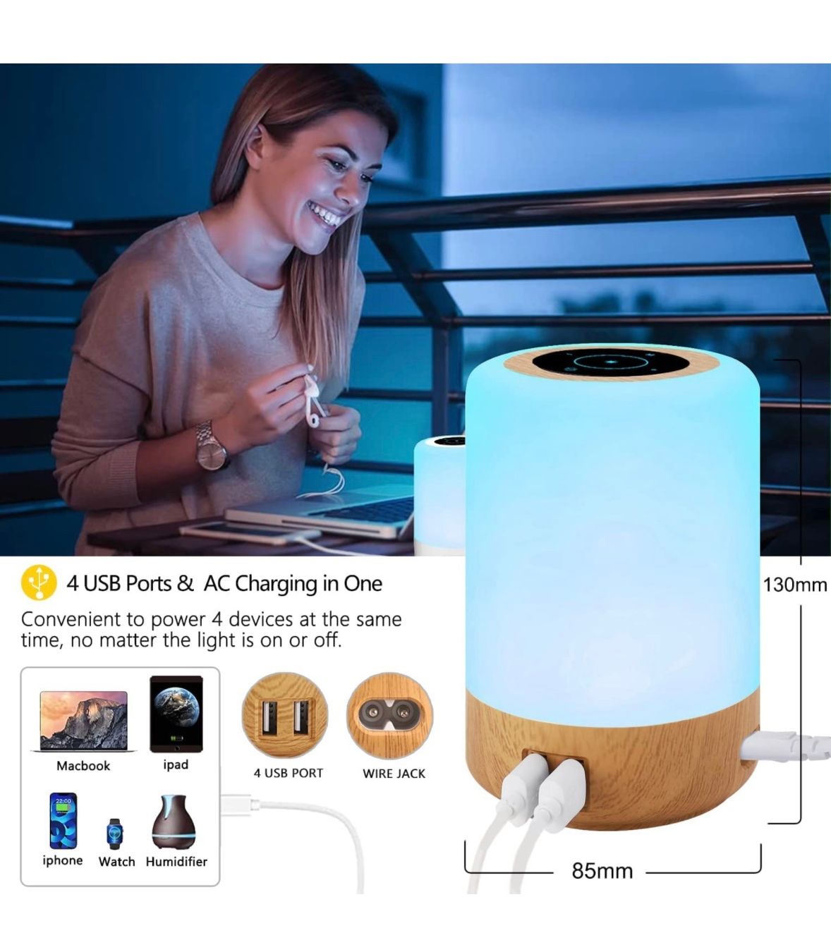 Lampade: Nachttischlampe mit USB Ladeanschluss – Nuovo e nell'imballaggio originale da Nuglar venduto da SaleRitter
