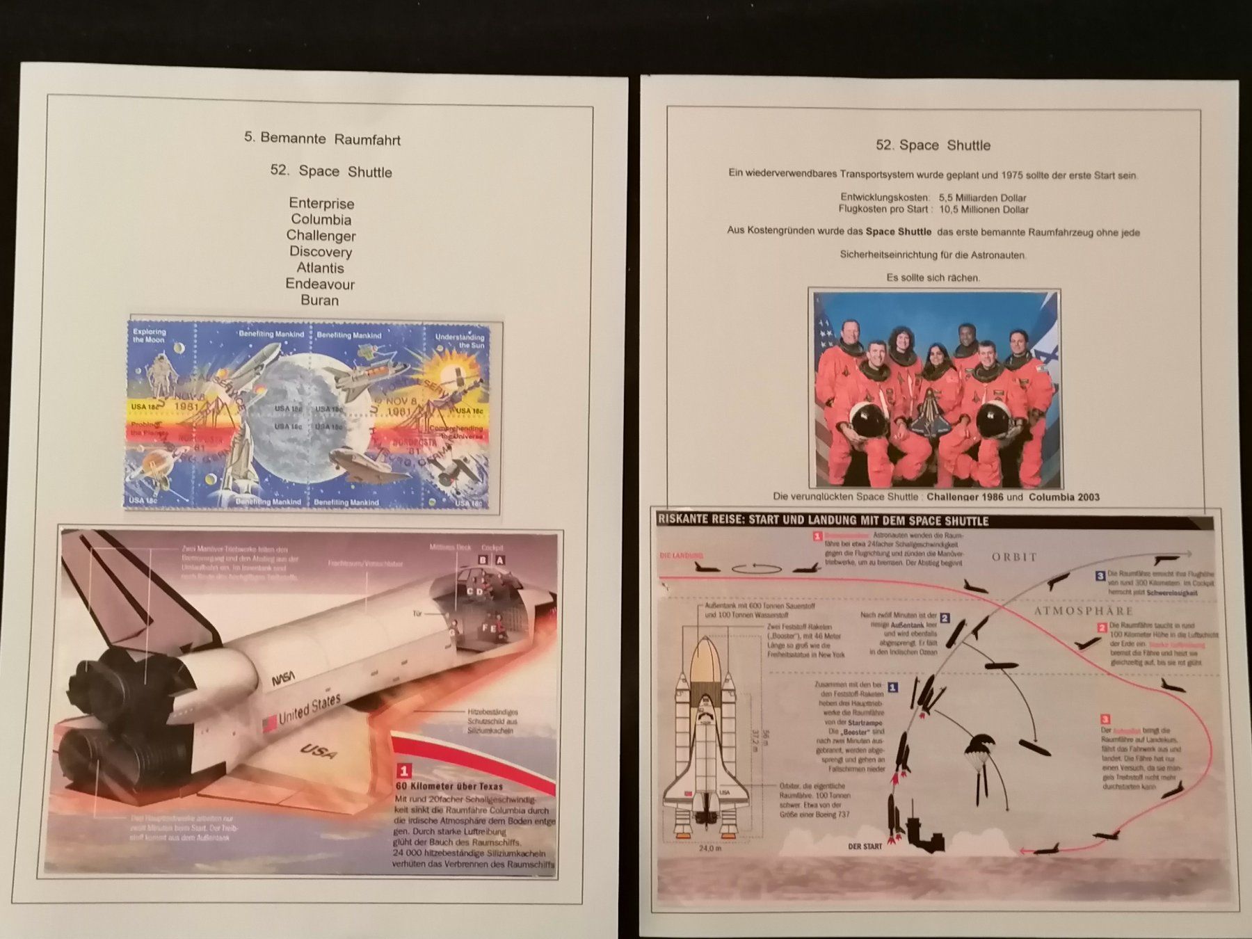 Tutti i francobolli: Space Shuttle Enterprise und Columbia Briefe ud Briefmarken – Usato da Wangen an der Aare venduto da Ute