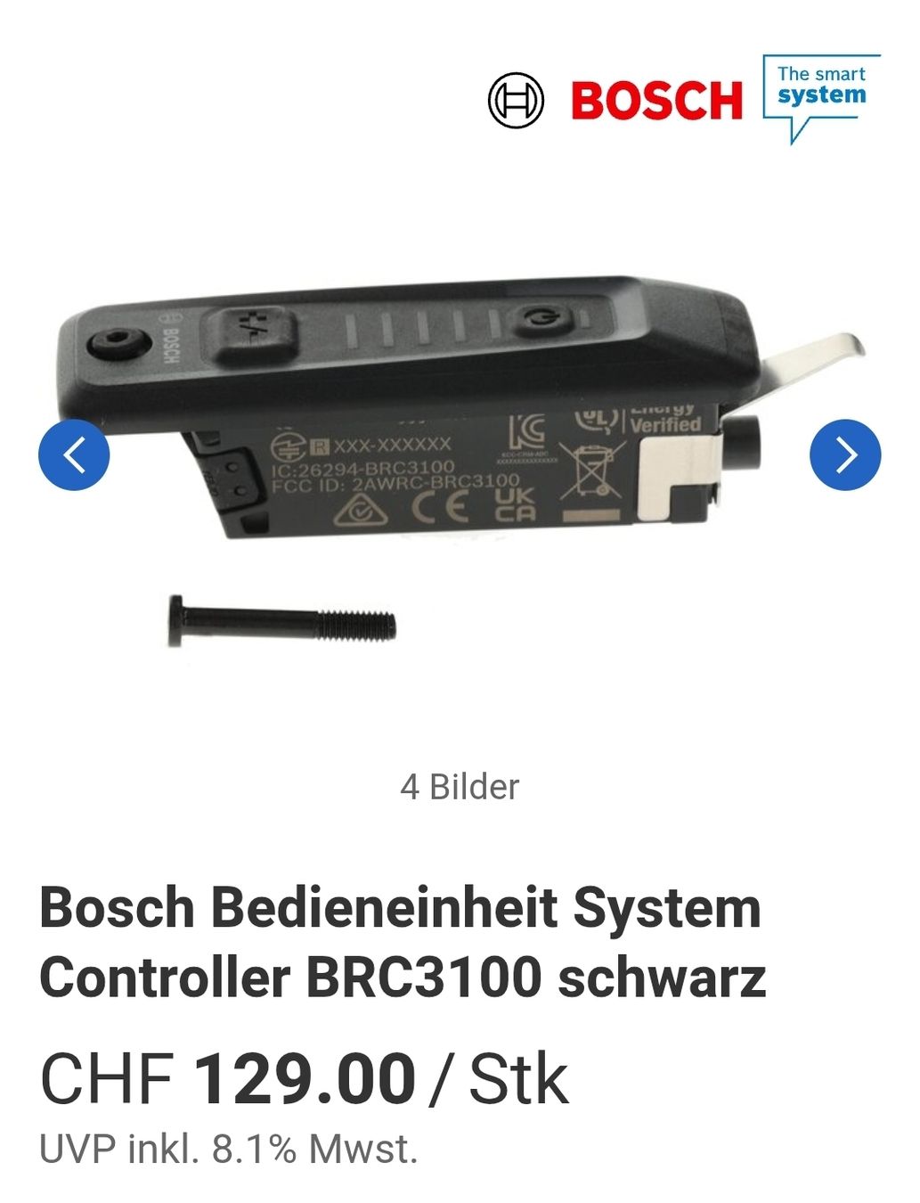 Bosch Pezzi di ricambio: Bosch Bedieneinheit System Controller BRC3100 schwarz – Usato da Birsfelden venduto da samurai99 1