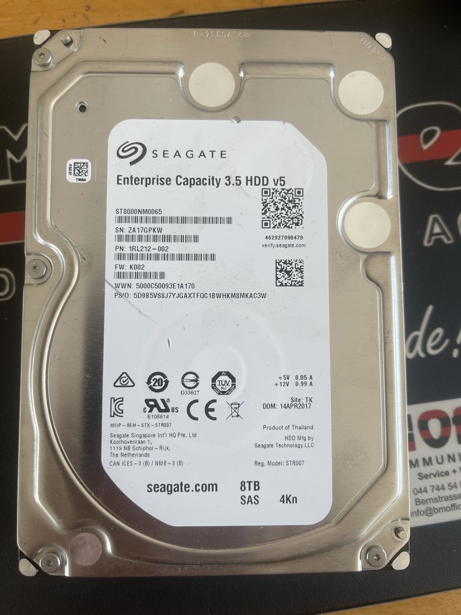Seagate Disques durs: Seagate Enterprise Capacity 3.5 HDD v5 8TB SAS – D'occasion à Wängi par Bmo
