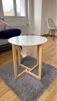 Stylish Side Table - White Top, Light Wood Frame, Like New!