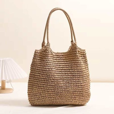 Damen Schultertasche, modische Strohbeuteltasche
