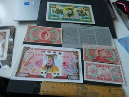 China, 6 Hell-Banknoten - sog. Totengeld, ca. 40 jährig