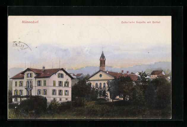 Cartoline postali: Männedorf, Zeller'sche Kapelle mit Beth – Usato da Berlin venduto da bartko-reher