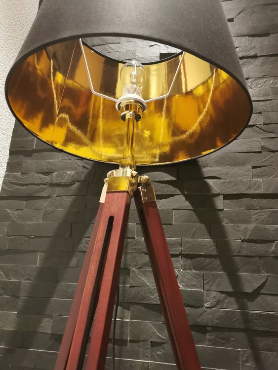 Nostalgische Stehlampe mit Lampenschirm schwarz vintage look (Gebraucht ...