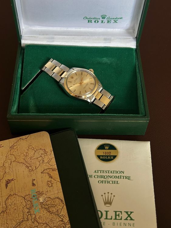 Rolex Orologi: Rolex Oyster Perpetual Ref. 1002 im Fullset  – ab CHF 1.– – Usato da St. Gallen venduto da TrokulWatches