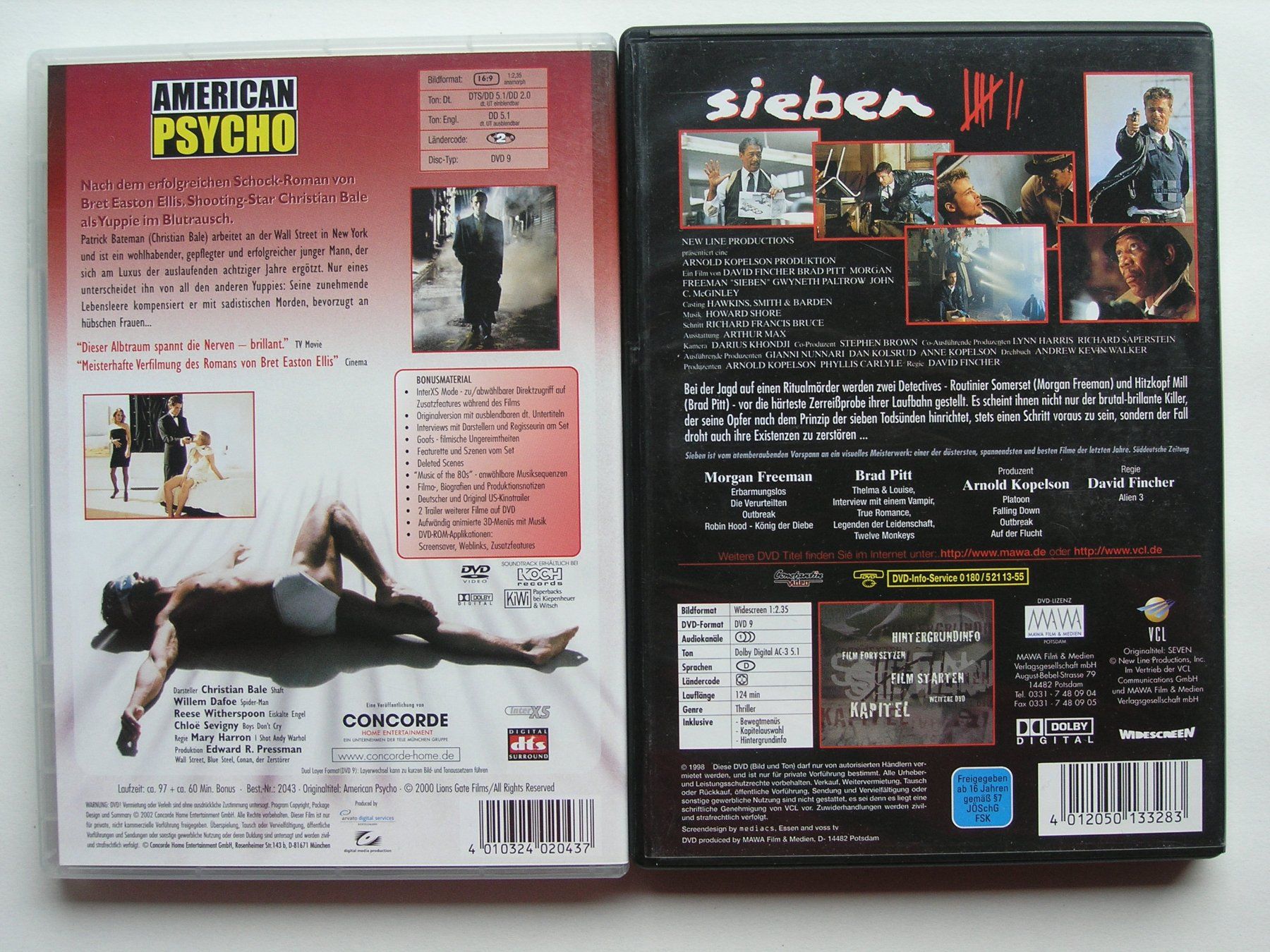 Tutti i DVDs: 2 DVD THRILLER SET SIEBEN & AMERICAN PSYCHO – Usato da Zuzwil SG venduto da vette13 1